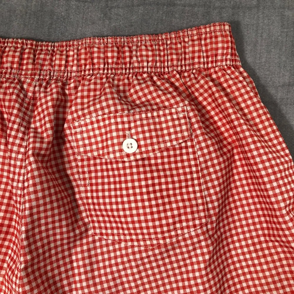Kanu Surf Swim Trunks Mens XXL Red Gingham Checkered Board Shorts Mesh Lining